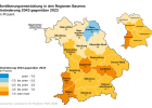 Bevölkerungsentwicklung in den Regionen Bayerns Veränderung 2043 gegenüber 2023 in Prozent