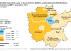 Bevölkerungsentwicklung in den kreisfreien Städten und Landkreisen Mittelfrankens, Veränderung 2044 gegenüber 2024 - Öffnet große Ansicht